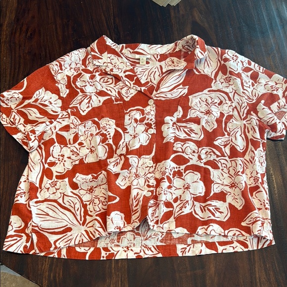 A.N.A. A New Approach Tops - Floral Burnt Orange and White Women's Top (NWOT)